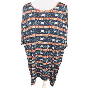 LuLaRoe RETIRED Irma Women's Size Large Blue Teal Red Mid Sleeves NWT
